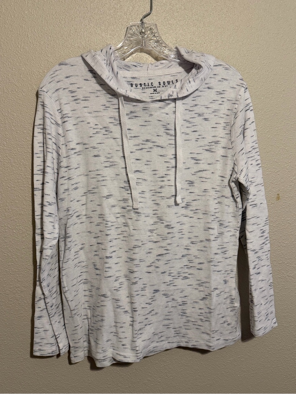 Rustic Souls Men's White Speckled Hooded Long-Sleeve Pullover 1206